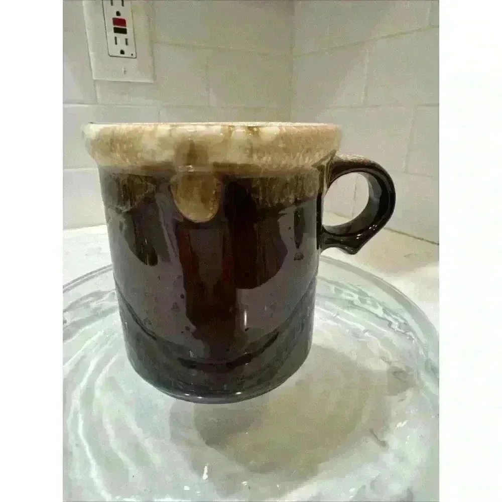 Vintage McCoy USA Brown Drip Glaze Coffee Mug Cup